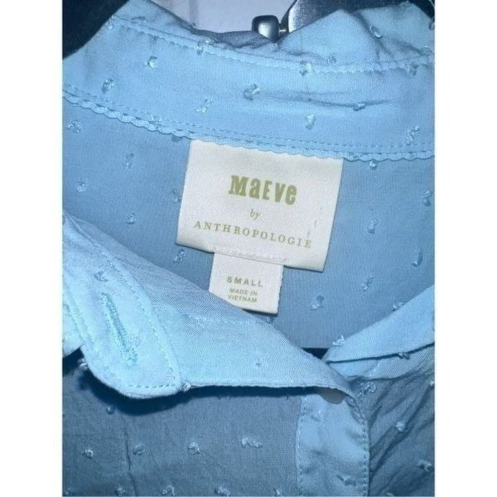 Maeve By Anthropologie Blue Rosa Button Down Swiss Dot Blouse Top size small - Picture 5 of 6